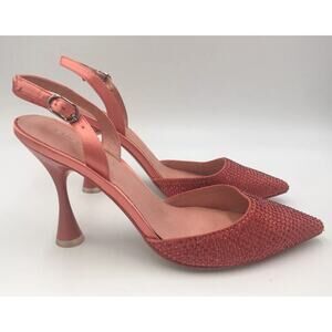 Jeffrey Campbell Rose Combo Zivote Rhinestone Slingback Pumps Crystal Bling SZ 7